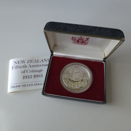1983 One Dollar 50th Anniversary of Coinage Proof, 92.5% Silver - Arts & Entertainment > Hobbies & Creative Arts > Collectibles > Collectible Coins & Currency > Collectible Coins > Commemorative Coins from The Half Crown