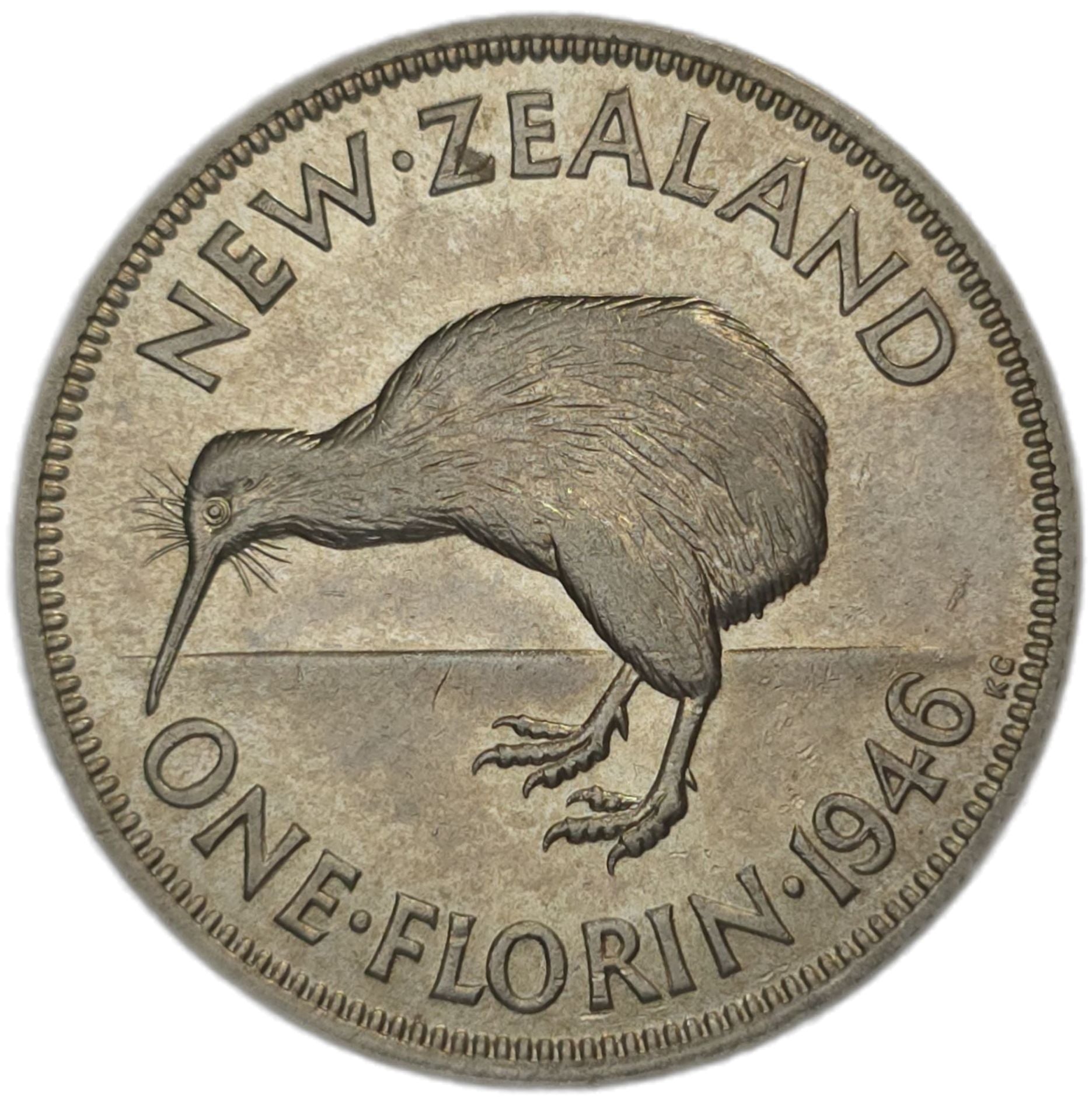 1946 New Zealand Florin, Flat Back, gVF - Arts & Entertainment > Hobbies & Creative Arts > Collectibles > Collectible Coins & Currency > Collectible Coins > Rare Coins from The Half Crown