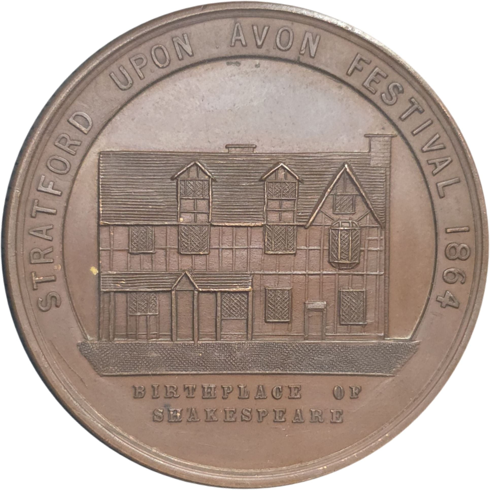 1864 United Kingdom Shakespeare Festival Medal - Arts & Entertainment > Hobbies & Creative Arts > Collectibles > Collectible Coins & Currency > Collectible Coins > Commemorative Coins from The Half Crown