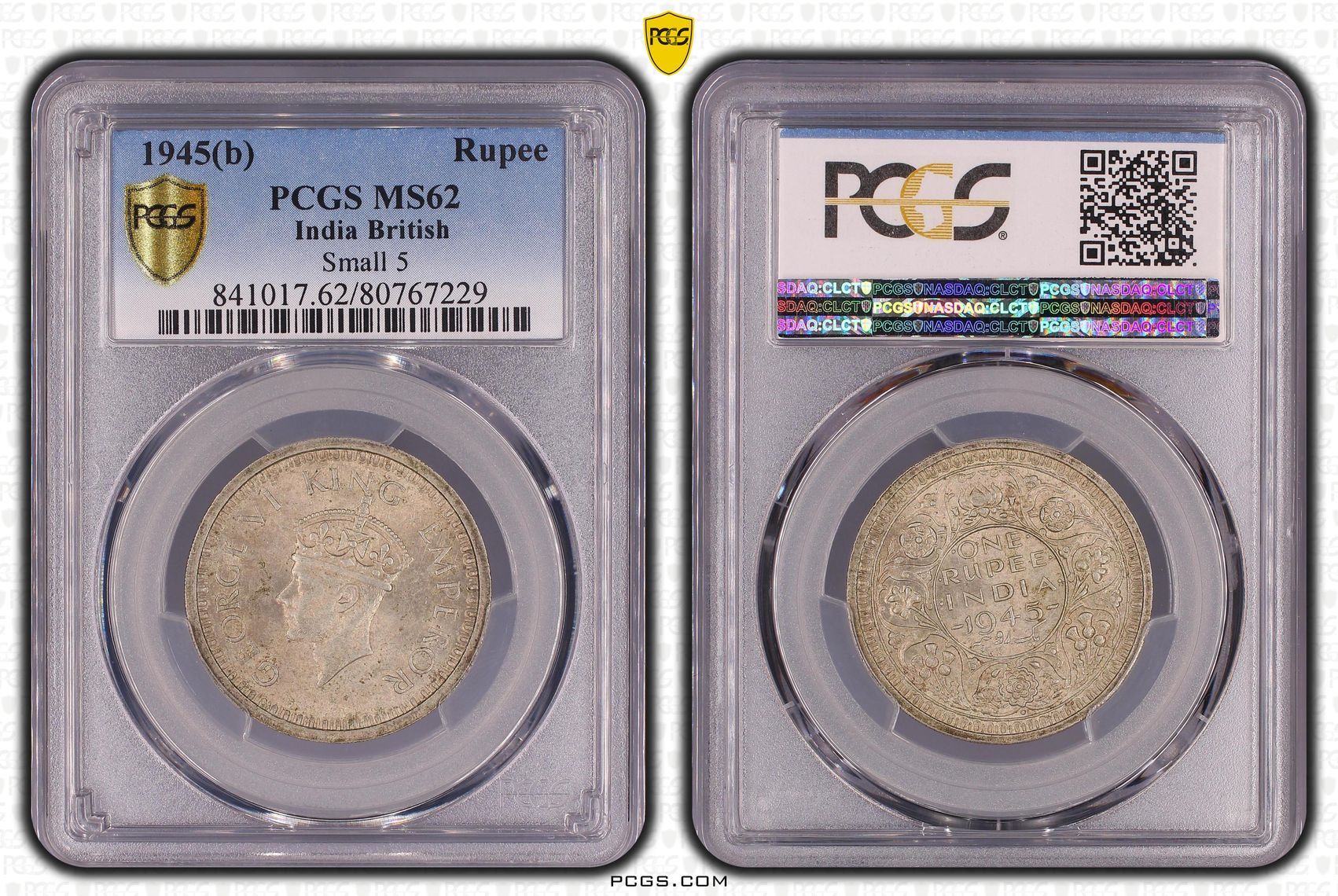 1945(B) India Rupee PCGS MS62 - Arts & Entertainment > Hobbies & Creative Arts > Collectibles > Collectible Coins & Currency > Collectible Coins > Rare Coins from The Half Crown