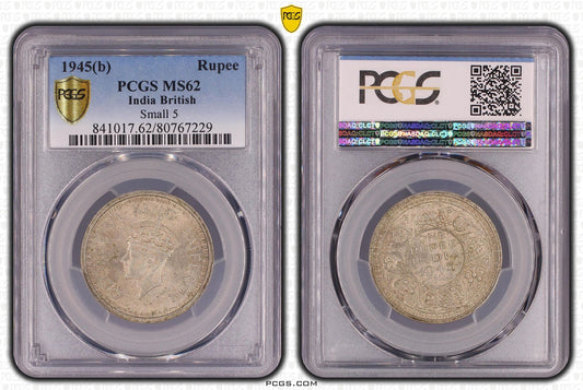 1945(B) India Rupee PCGS MS62 - Arts & Entertainment > Hobbies & Creative Arts > Collectibles > Collectible Coins & Currency > Collectible Coins > Rare Coins from The Half Crown