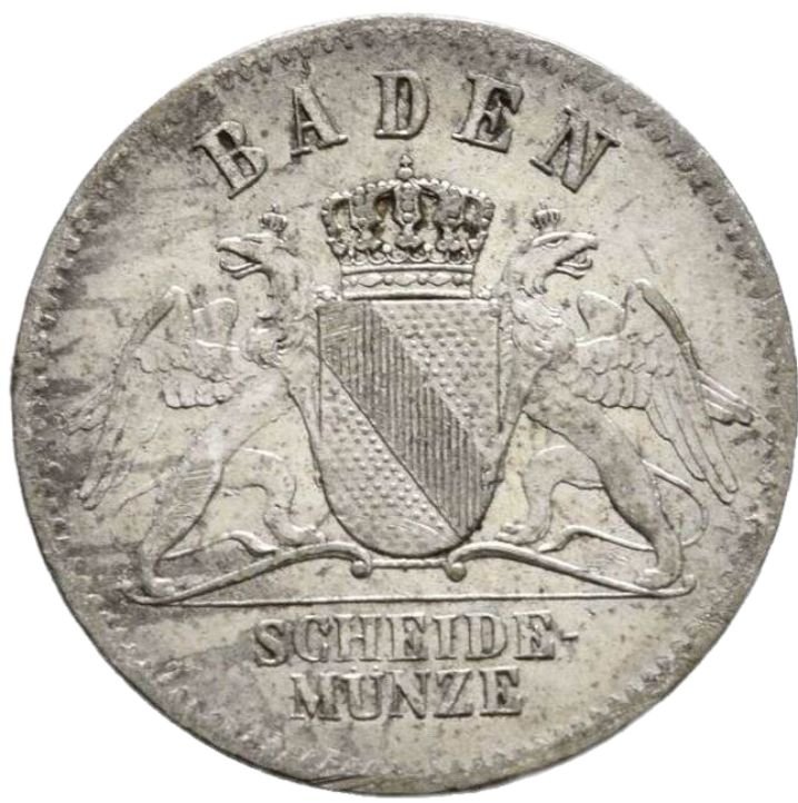 1867 German States 3 Kreuzer, Baden - Arts & Entertainment > Hobbies & Creative Arts > Collectibles > Collectible Coins & Currency > Collectible Coins > Rare Coins from The Half Crown