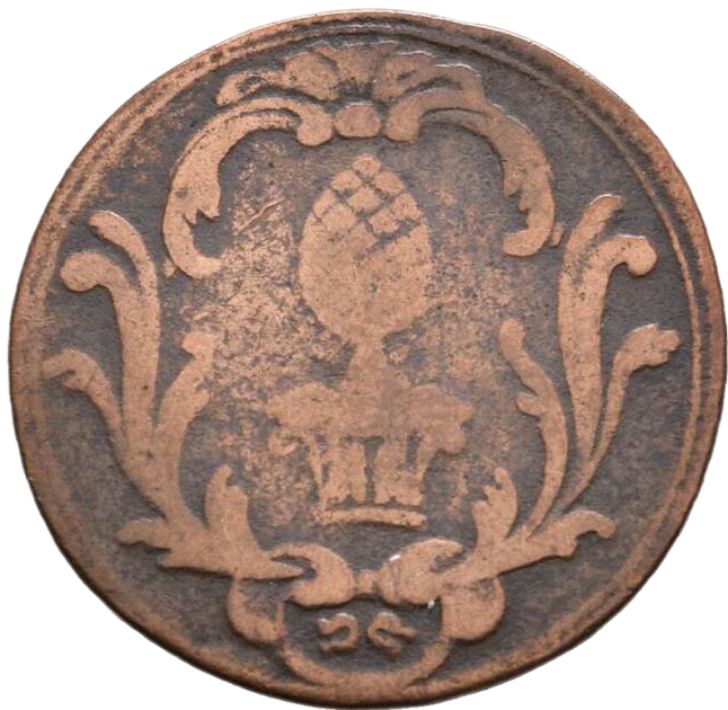 1762 German States 2 Pfenning, Augsburg Stadt - Arts & Entertainment > Hobbies & Creative Arts > Collectibles > Collectible Coins & Currency > Collectible Coins > Rare Coins from The Half Crown