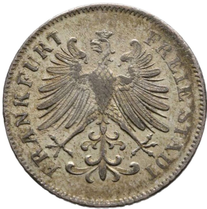 1852 German States 6 Kreuzer, Frankfurt - Arts & Entertainment > Hobbies & Creative Arts > Collectibles > Collectible Coins & Currency > Collectible Coins > Rare Coins from The Half Crown