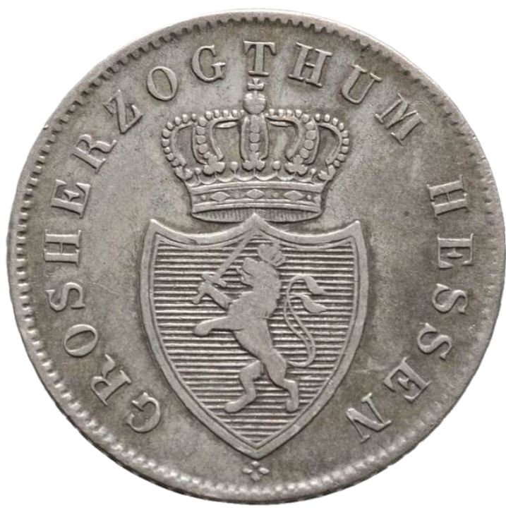 1835 German States 6 Kreuzer, Hesse-Darmstadt - Arts & Entertainment > Hobbies & Creative Arts > Collectibles > Collectible Coins & Currency > Collectible Coins > Rare Coins from The Half Crown