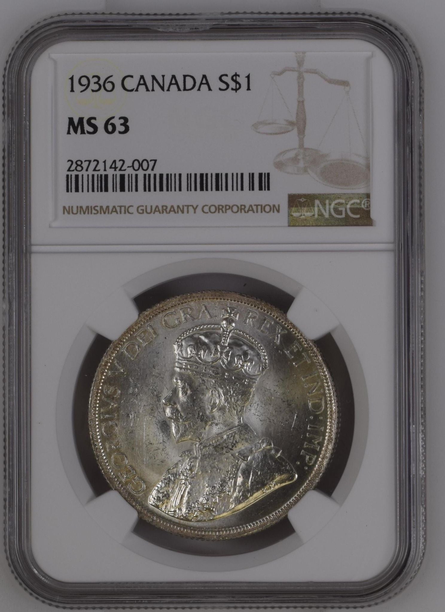 1936 Canda 1 Dollar NGC MS63 - Arts & Entertainment > Hobbies & Creative Arts > Collectibles > Collectible Coins & Currency > Collectible Coins > Rare Coins from The Half Crown