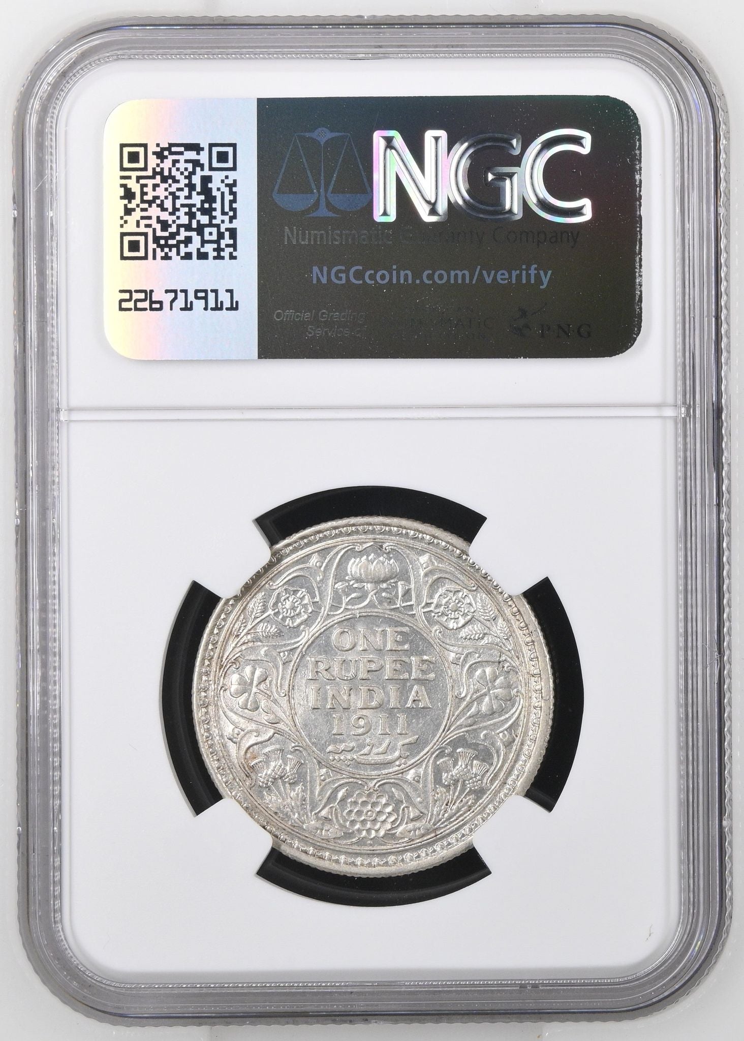 1911(B) India "Pig" Rupee NGC AU58 - Arts & Entertainment > Hobbies & Creative Arts > Collectibles > Collectible Coins & Currency > Collectible Coins > Rare Coins from The Half Crown