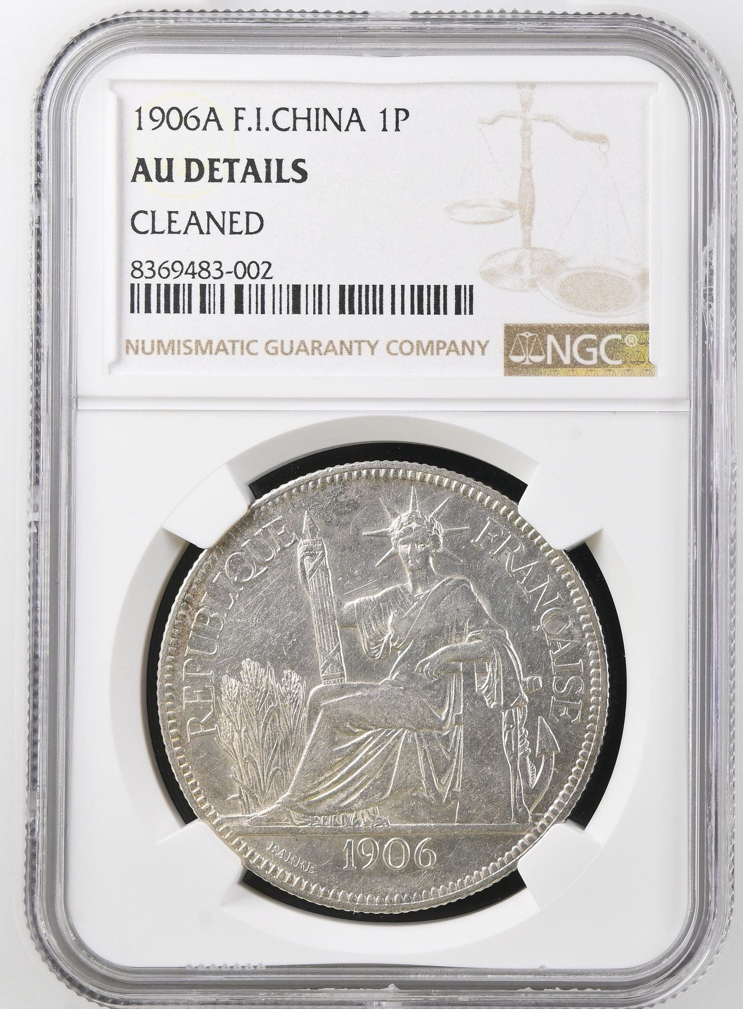 1906(A) French Indo China 1 Piastre NGC UNC Details - Arts & Entertainment > Hobbies & Creative Arts > Collectibles > Collectible Coins & Currency > Collectible Coins > Rare Coins from The Half Crown