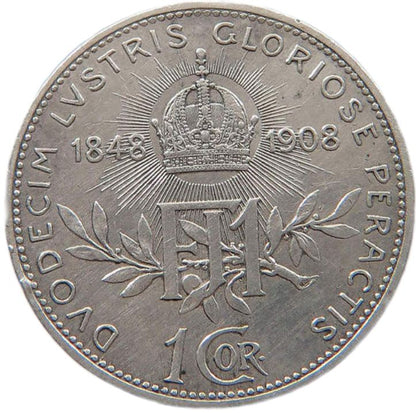 1908 Austrian Empire 1 Corona, VF