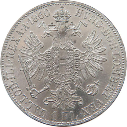 1860 Austrian Empire 1 Florin, gVF