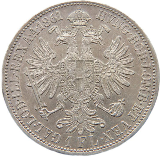 1861 Austrian Empire 1 Florin, EF