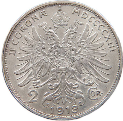 1913 Austrian Empire 2 Corona, gVF