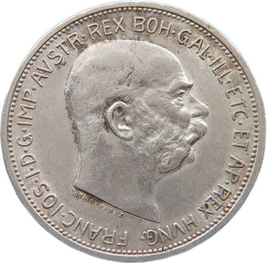 1913 Austrian Empire 2 Corona, gVF