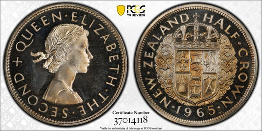 1965 New Zealand Half Crown PCGS PL66