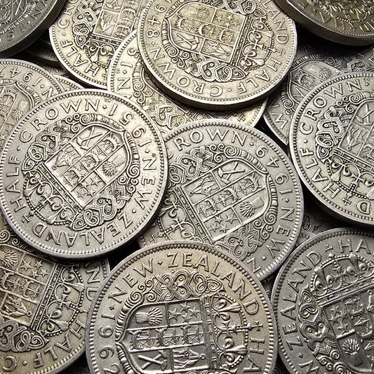 1947-65 New Zealand Half Crowns [random date, price per coin]