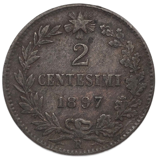 1897 Italy 2 Centesimi - Arts & Entertainment > Hobbies & Creative Arts > Collectibles > Collectible Coins & Currency > Collectible Coins > Rare Coins from The Half Crown