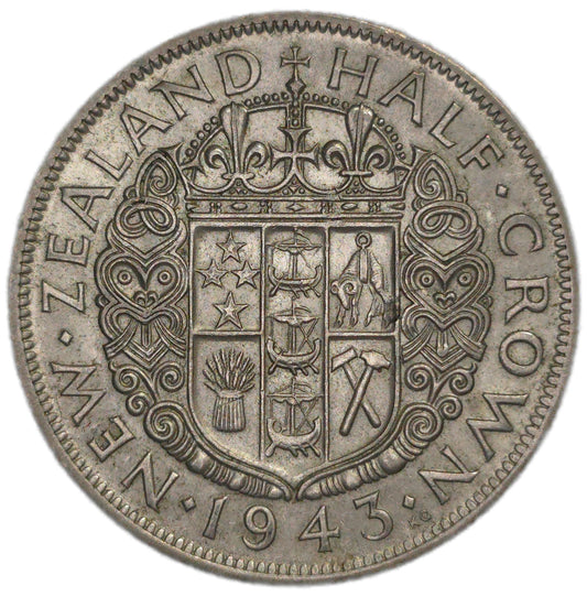 1943 New Zealand Half Crown, gVF