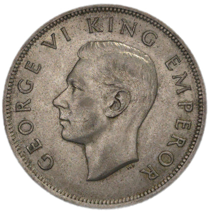 1943 New Zealand Half Crown, gVF - Arts & Entertainment > Hobbies & Creative Arts > Collectibles > Collectible Coins & Currency > Collectible Coins > Rare Coins from The Half Crown