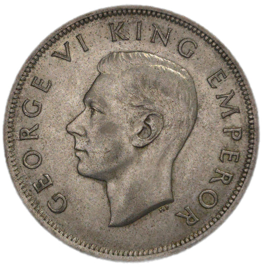 1943 New Zealand Half Crown, gVF - Arts & Entertainment > Hobbies & Creative Arts > Collectibles > Collectible Coins & Currency > Collectible Coins > Rare Coins from The Half Crown