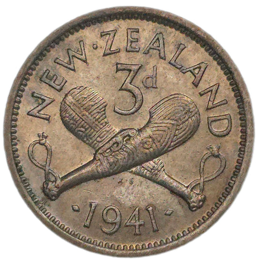 1941 New Zealand Threepence, VF