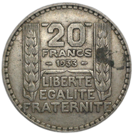 1933 France 20 Francs - Arts & Entertainment > Hobbies & Creative Arts > Collectibles > Collectible Coins & Currency > Collectible Coins > Rare Coins from The Half Crown