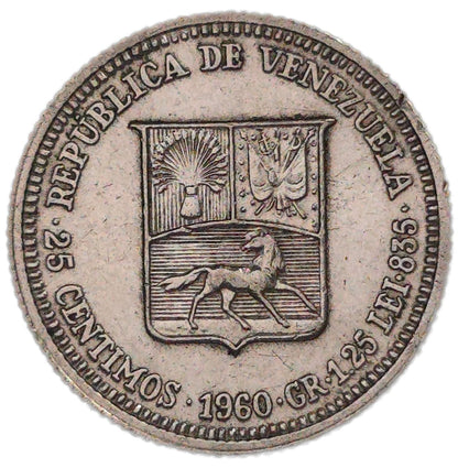 1960 Venezuela 25 Centimos, Uncirculated