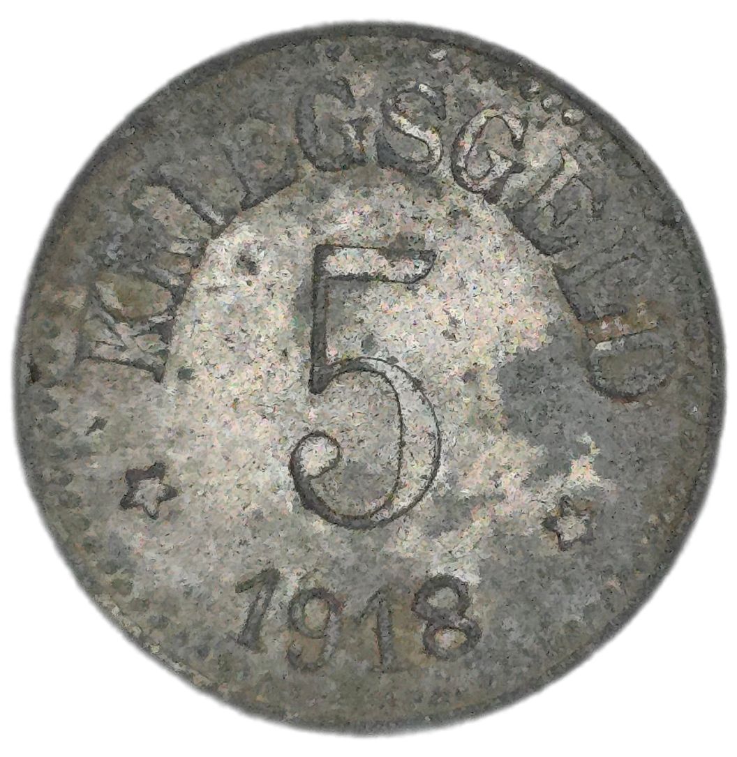 1918 Germany 5 Kriegsgeld, Notgeld Emergency Money