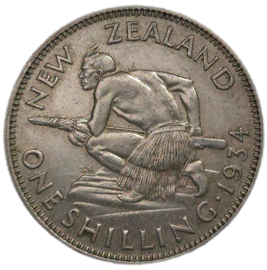 1934 New Zealand Shilling, gVF