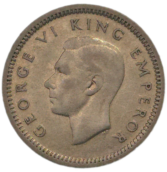 1942 New Zealand Threepence "One Dot", Average/Circulated