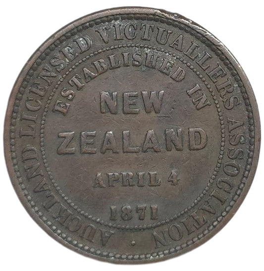1871 New Zealand Trade Token Auckland Licensed Victuallers