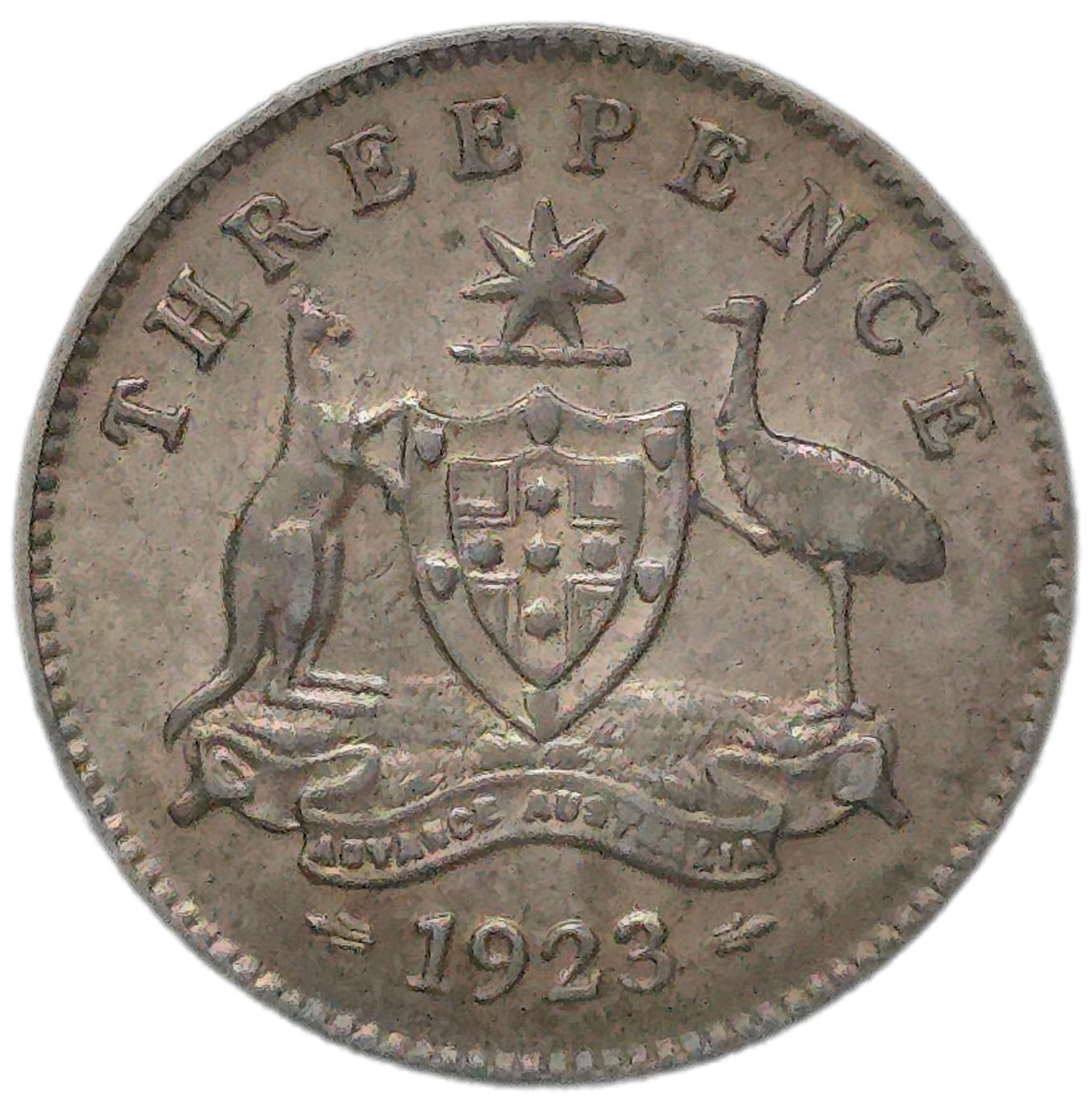1923 Australia Threepence, gVF