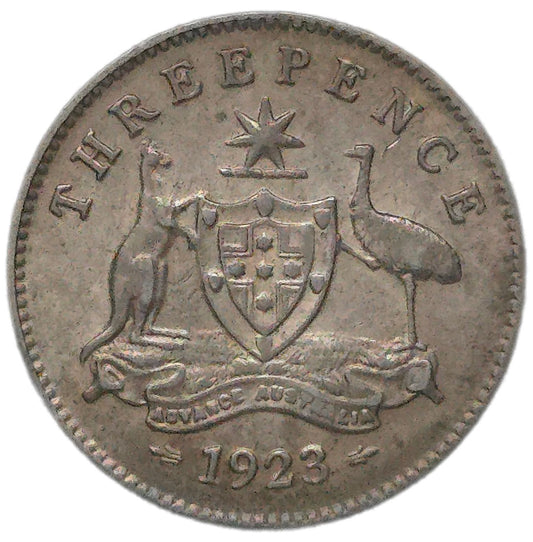 1923 Australia Threepence, gVF