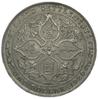 1920 Straits Settlement One Dollar, aUNC