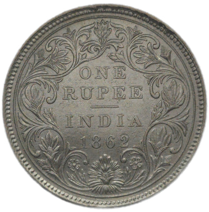 1862 India 1 Rupee, Uncirculated.