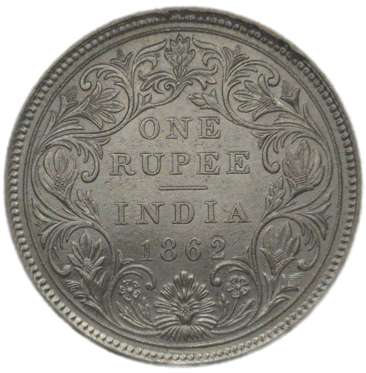 1862 India 1 Rupee, Uncirculated.