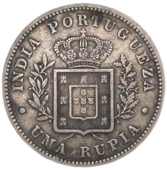 1882 Portuguese India 1 Rupia