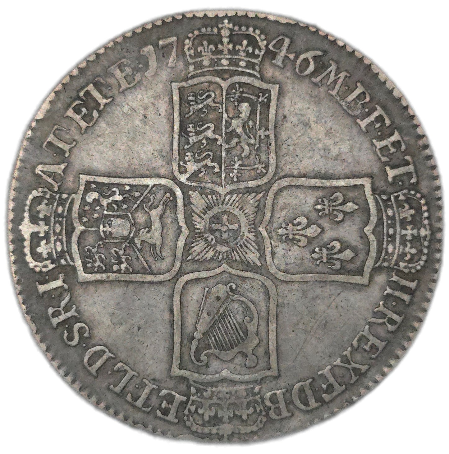1746 United Kingdom Half Crown, Lima, George II