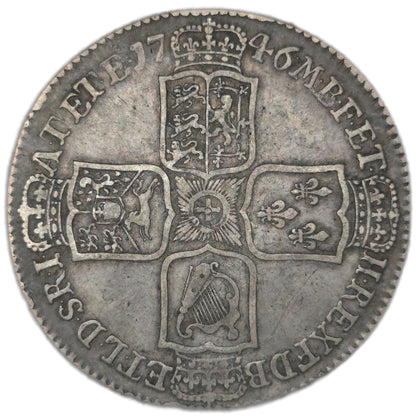 1746 United Kingdom Half Crown, Lima, George II