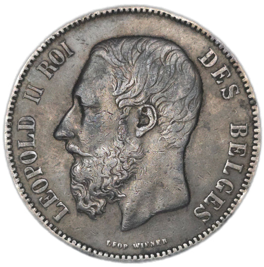 1873 Belguim 5 Francs - Arts & Entertainment > Hobbies & Creative Arts > Collectibles > Collectible Coins & Currency > Collectible Coins > Rare Coins from The Half Crown