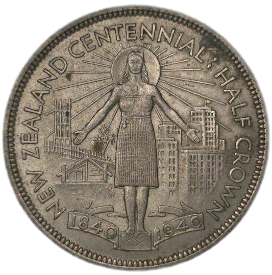 1940 New Zealand Half Crown, VF