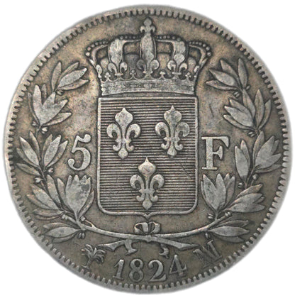 1824 France 5 Francs, Louis XVIII