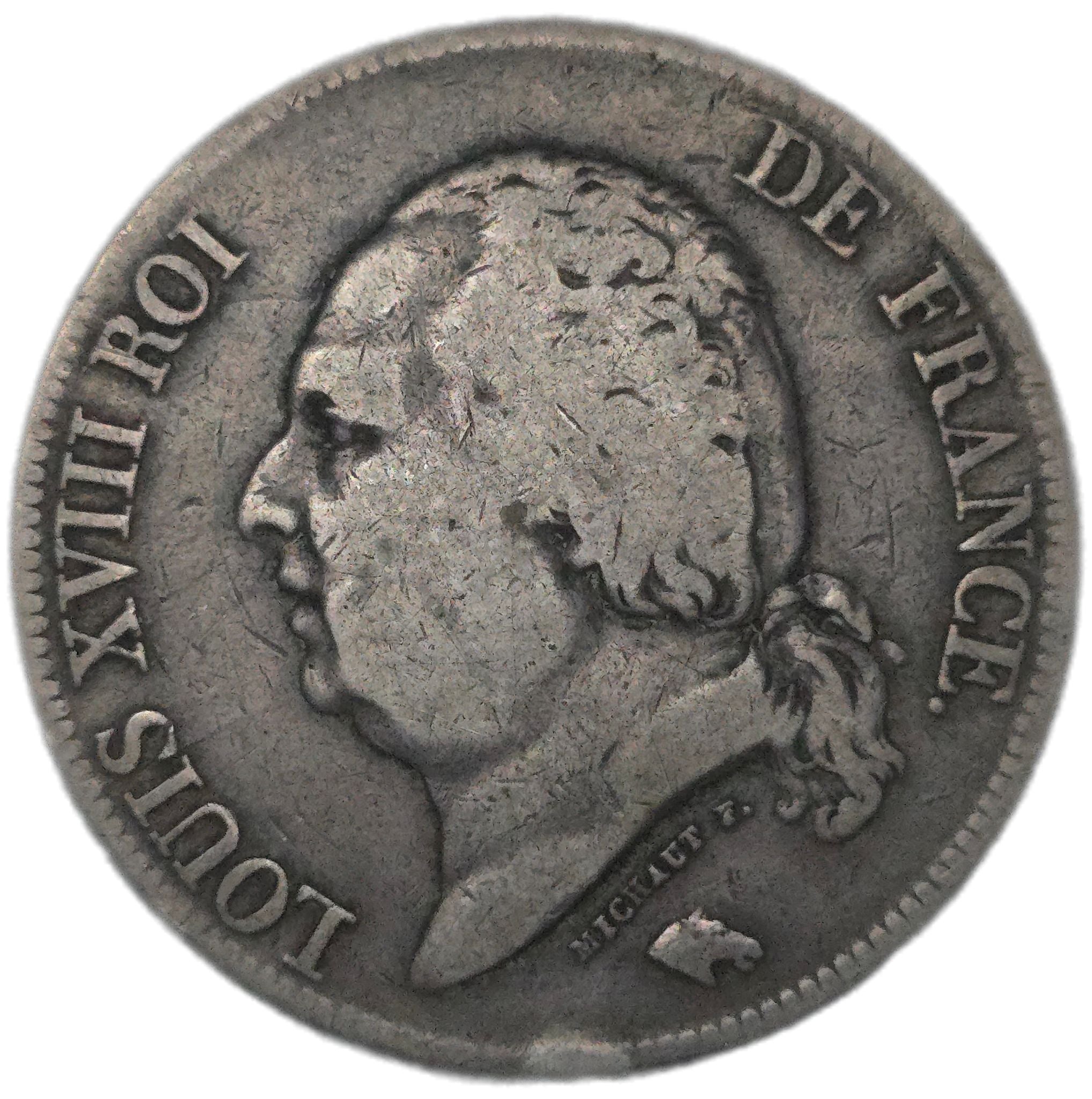 France 1822 5 Francs Louis XVIII Silver Coin 25g 37mm – The Half Crown