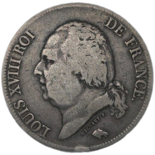 1822 France 5 Francs, Louis XVIII - Arts & Entertainment > Hobbies & Creative Arts > Collectibles > Collectible Coins & Currency > Collectible Coins > Rare Coins from The Half Crown