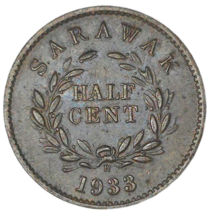 1933 Sarawak/British Malaysia 1/2 Cent, EF