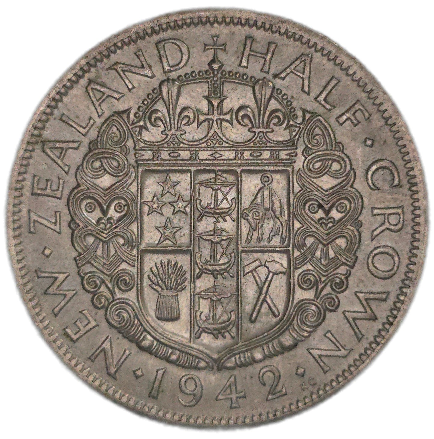 1942 New Zealand Half Crown, EF