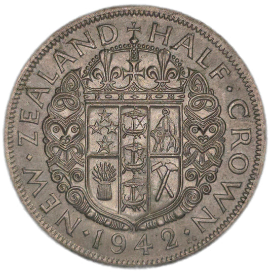 1942 New Zealand Half Crown, EF