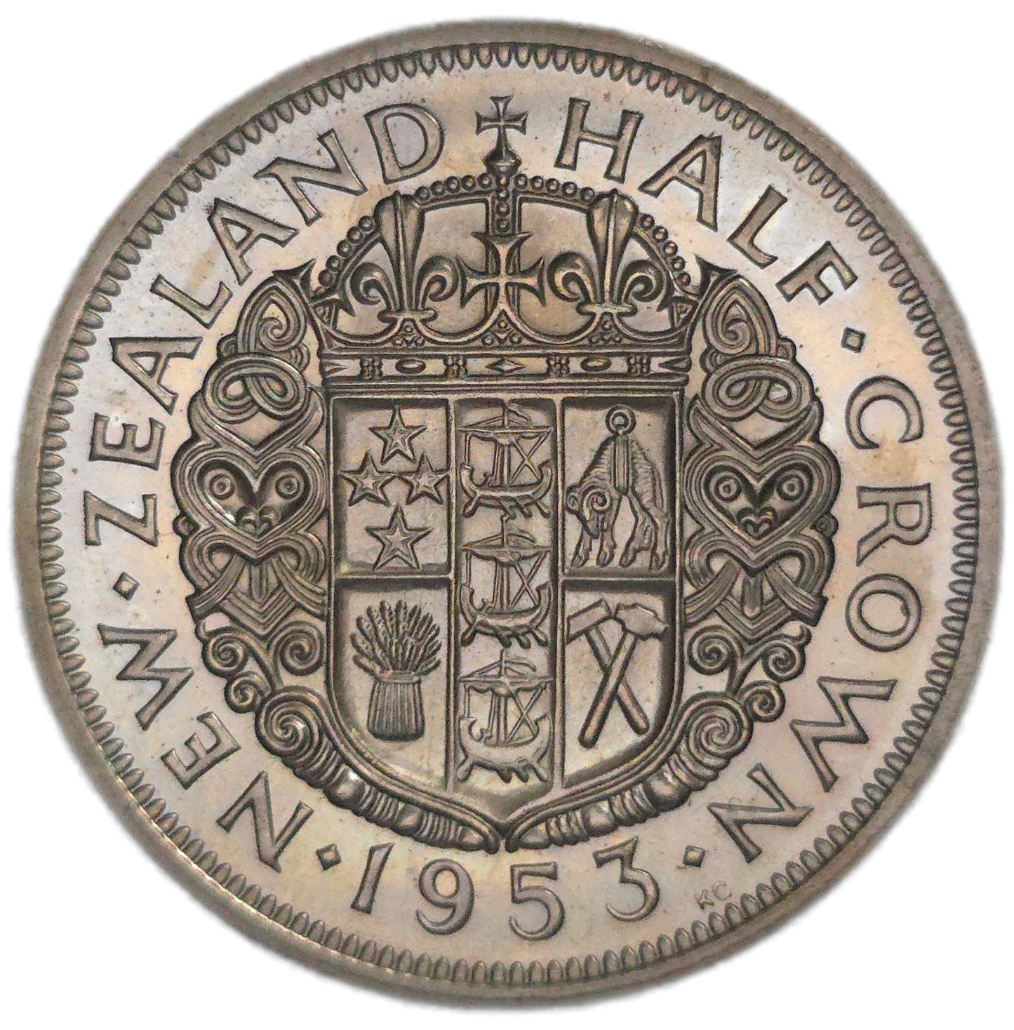 1953 New Zealand Half Crown, Proof