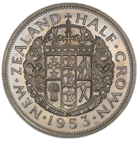 1953 New Zealand Half Crown, Proof