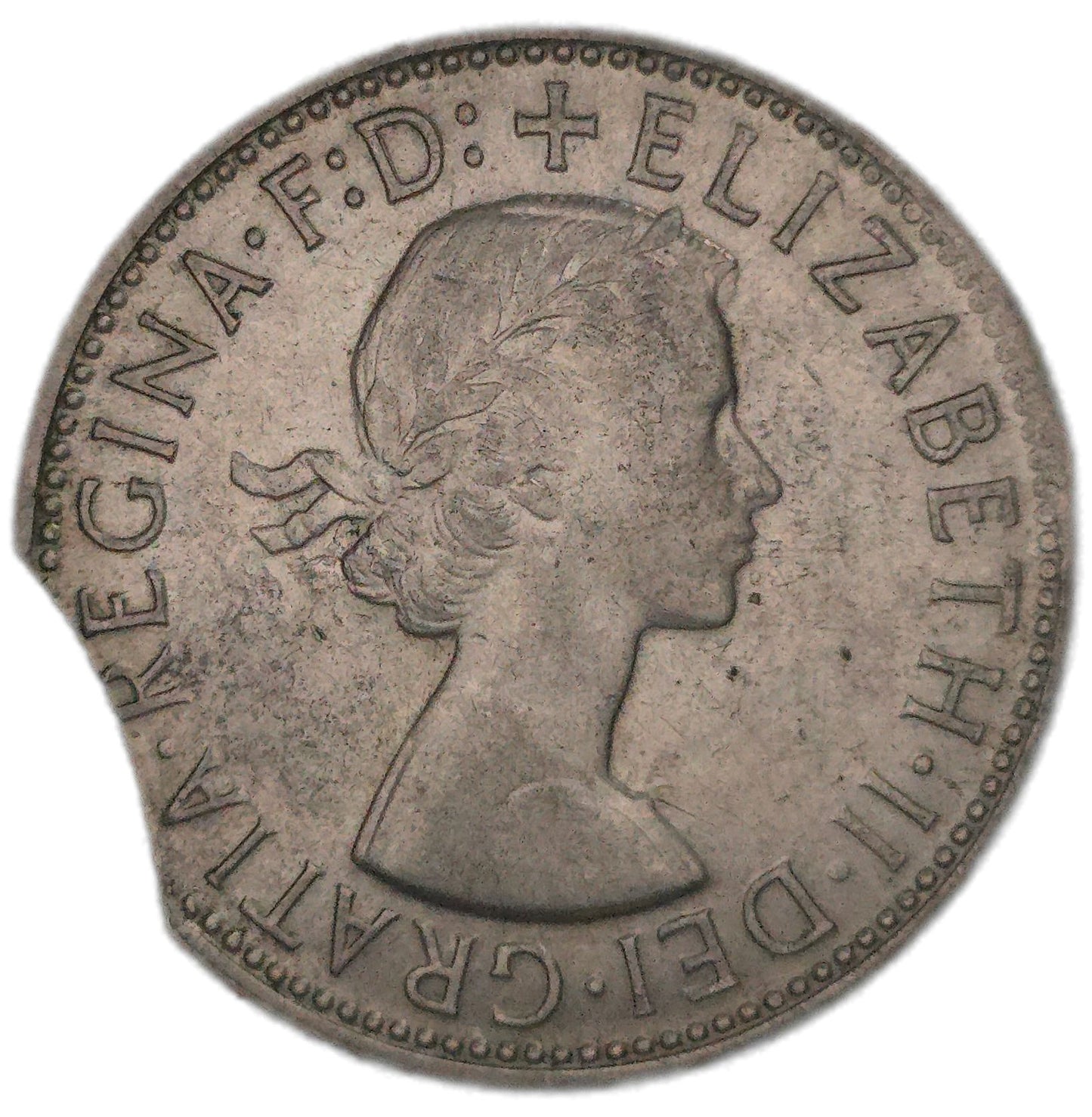 1963 Australia florin, clipped planchette