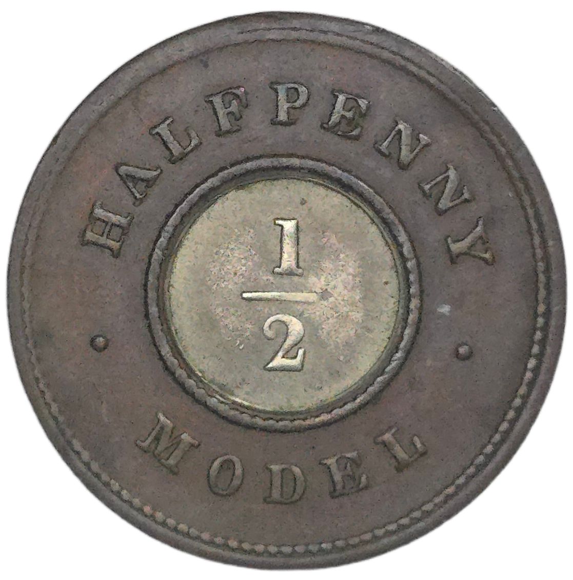 1844 United Kingdom Model 1/2 Penny
